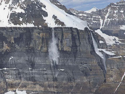 Avalanches off Mt. Lefroy