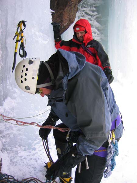 Ozana wondering about John's belay management