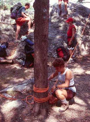 Jo Sander setting up tope rope anchor