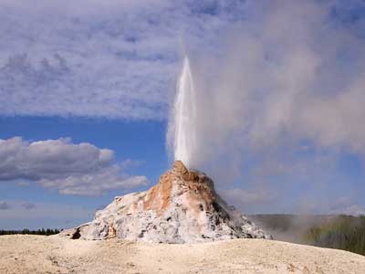 White Dome Geyser erupting